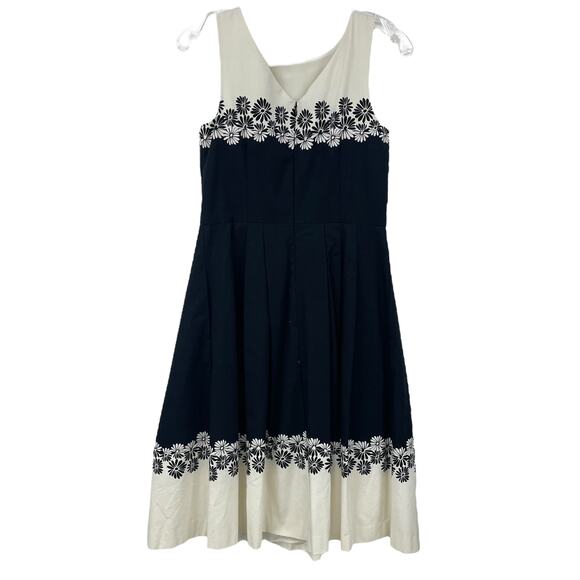 NWT Talbots Pleated Sleeveless Floral Fit & Flare Dress Cream Black Womens 2 - Picture 7 of 7